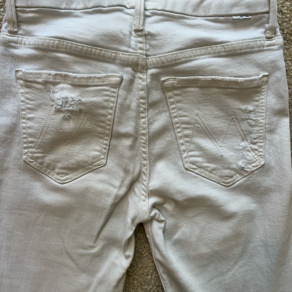 MOTHER Women's Distressed Skinny Jeans in Creamy/White - Picture 6 of 7